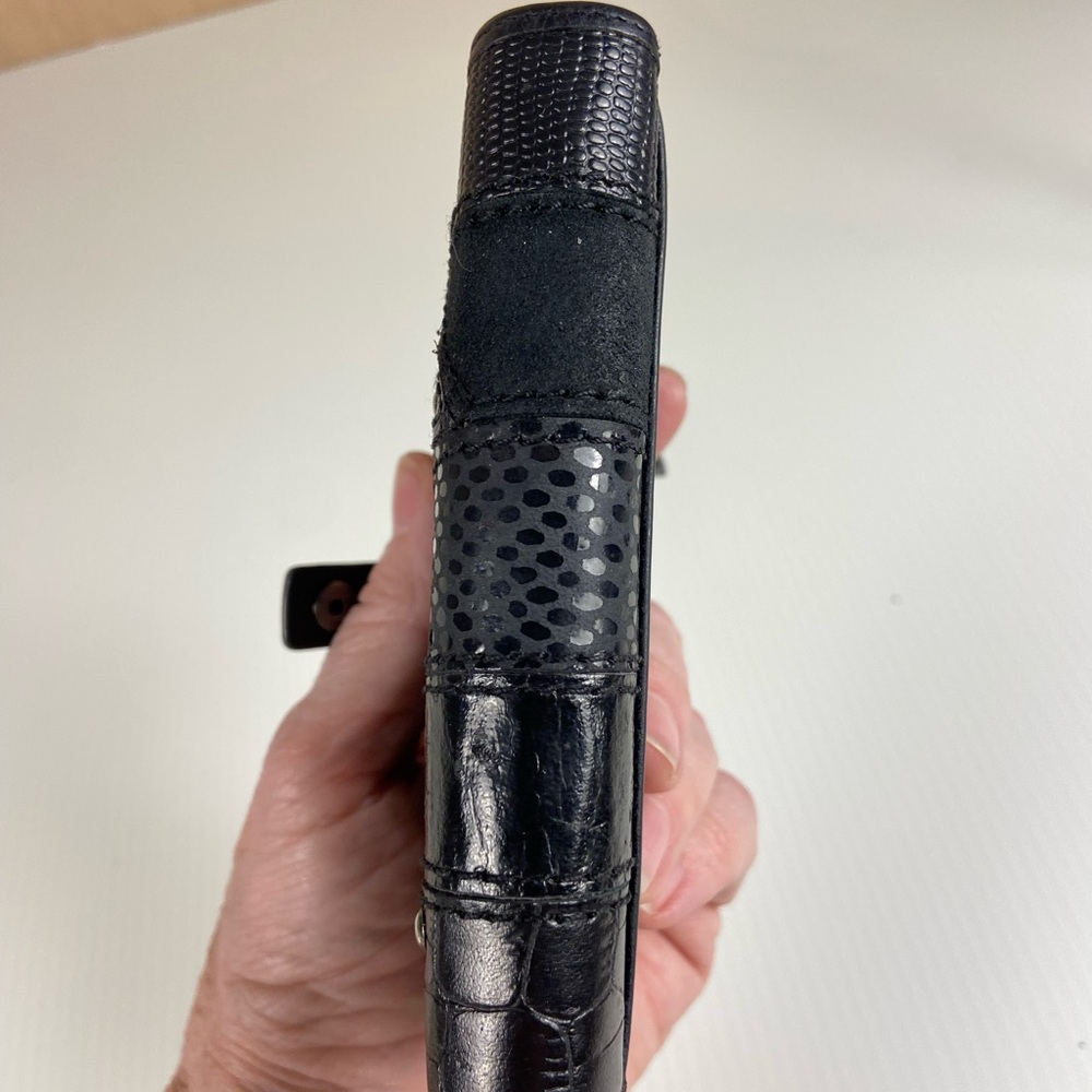 Fossil Black Genuine Leather Patchwork Studded Bi… - image 14